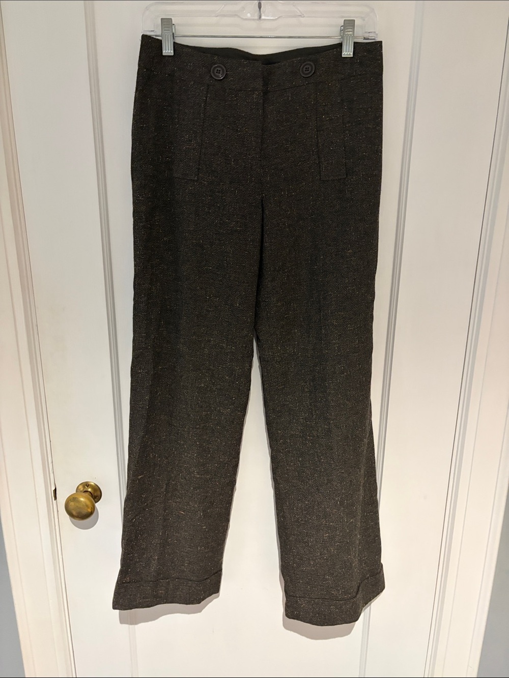 Etcetera Size 2 Brown Wool Trousers with Satin Detailing